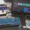 The Plugable UDS-7IN1 USB-C Phone Stand Docking Station with keyboard and mouse attached to a Huawei P40 Pro Android smartphone. The Plugable UDS-7IN1 USB-C Phone Stand Docking Station with keyboard and mouse attached to a Huawei P40 Pro Android smartphone