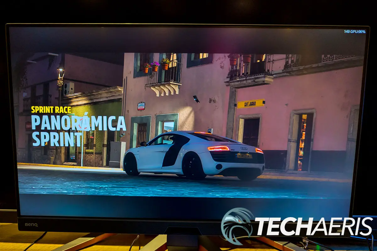 The display on the BenQ MOBIUZ EX270QM 27" IPS QHD 240Hz gaming monitor