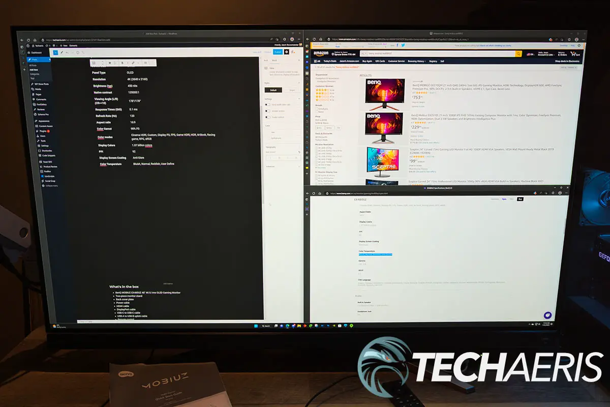 The sheer size alone on the BenQ MOBIUZ EX480UZ 48" 4K OLED Gaming Monitor is great for basic productivity work