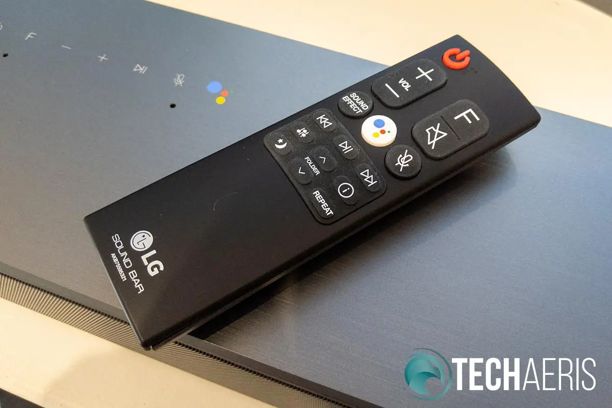 The remote included with the LG SL8YG Soundbar